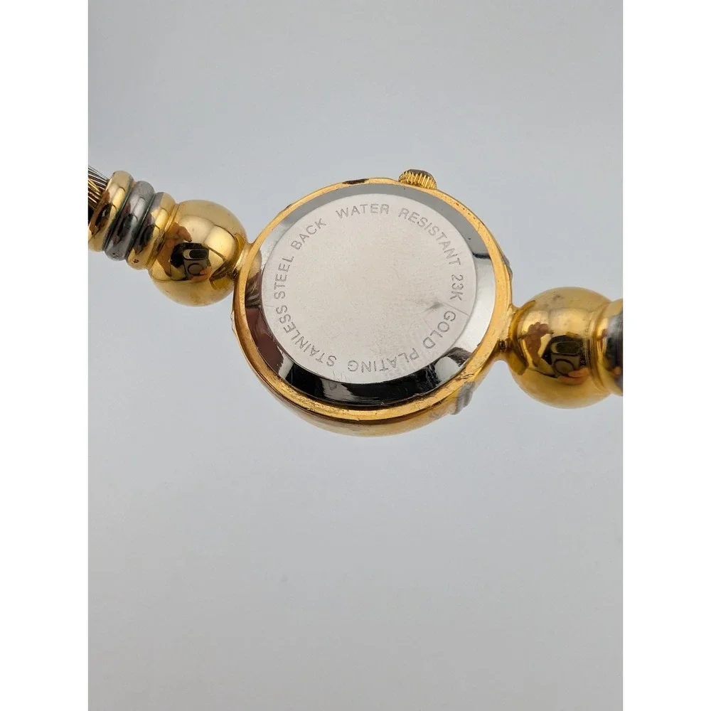 Women's 23K Gold Plated Bangle Watch 23mm Case Twisted‎ Metal Band- New Battery